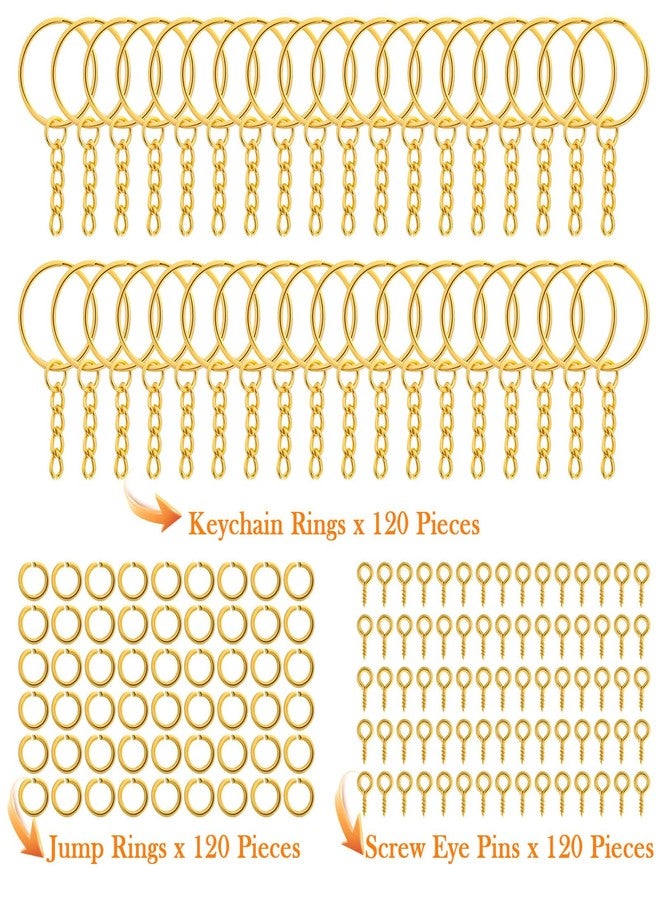 Audab 360Pcs Gold Keychain Bulk, 120Pcs Key Rings with Chain and 120Pcs Open Jump Rings with 120Pcs Screw Eye Pins for Crafts and Jewelry Making - Image 3