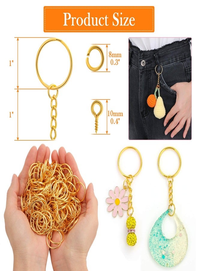 Audab 360Pcs Gold Keychain Bulk, 120Pcs Key Rings with Chain and 120Pcs Open Jump Rings with 120Pcs Screw Eye Pins for Crafts and Jewelry Making - Image 4