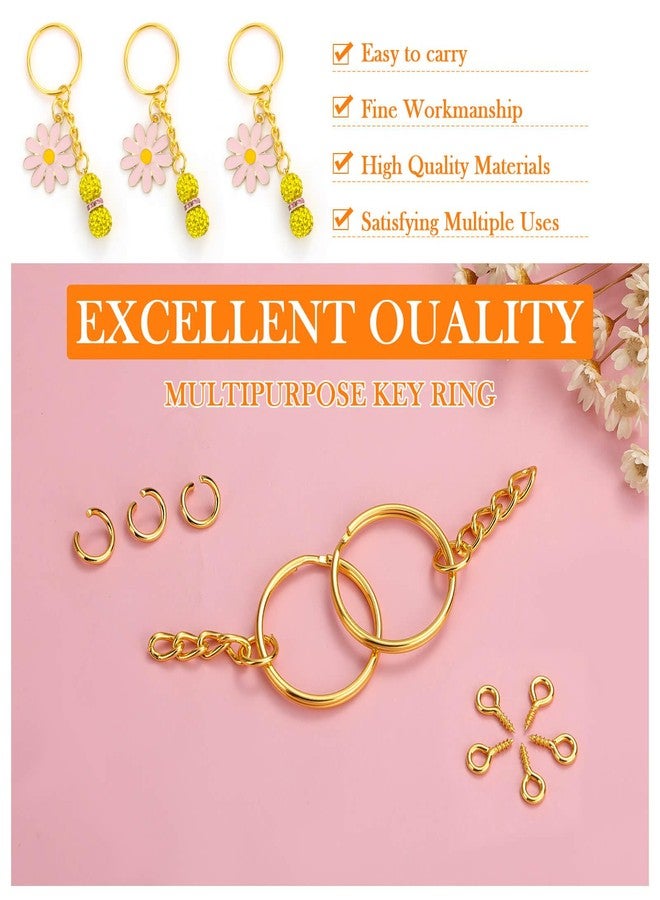 Audab 360Pcs Gold Keychain Bulk, 120Pcs Key Rings with Chain and 120Pcs Open Jump Rings with 120Pcs Screw Eye Pins for Crafts and Jewelry Making - Image 5