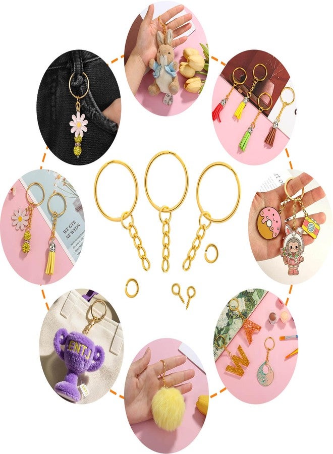 Audab 360Pcs Gold Keychain Bulk, 120Pcs Key Rings with Chain and 120Pcs Open Jump Rings with 120Pcs Screw Eye Pins for Crafts and Jewelry Making - Image 2