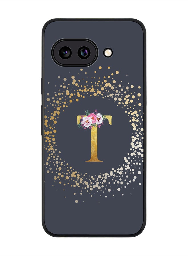 Stylizedd For Google Pixel 9a Case,Slim fit Camera Protection, Shockproof Thin Phone cover  - Custom Monogram Floral - T  (Grey )