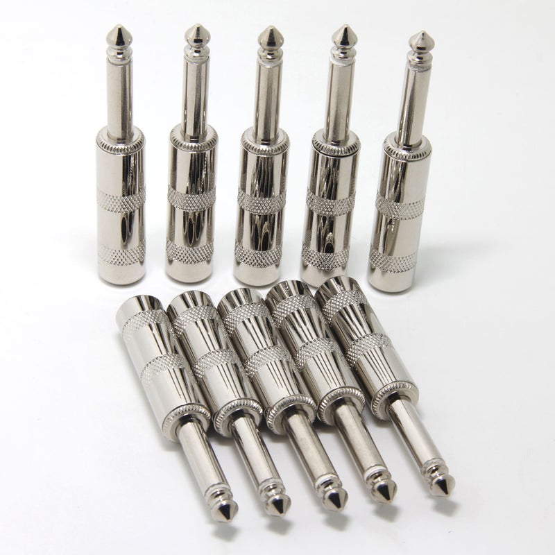 Ancable 10-Pack Audio 1/4" Plugs TS Jumbo Plugs Solder Type for Guitar, Instrument, Speaker/Microphone/Patch Cables - 6.35mm Male 1/4 Inch Phone Plug - Image 1