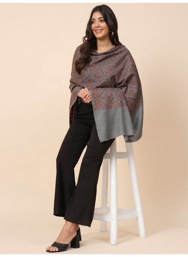 Pashmoda Women Surmai Pure Wool Embroidered Shawl (Size 101X203 CM) - Image 5