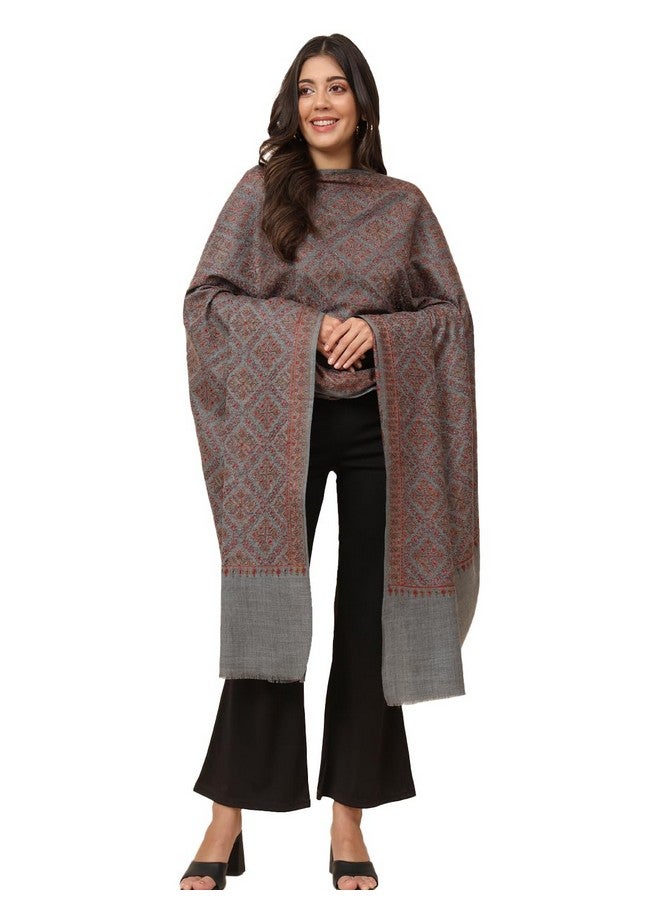 Pashmoda Women Surmai Pure Wool Embroidered Shawl (Size 101X203 CM) - Image 1