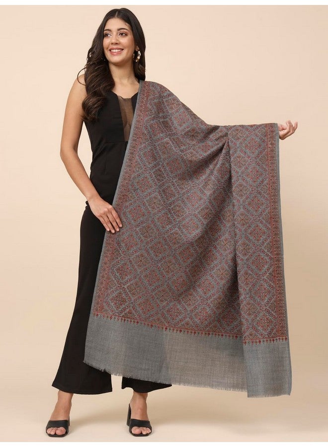 Pashmoda Women Surmai Pure Wool Embroidered Shawl (Size 101X203 CM) - Image 2
