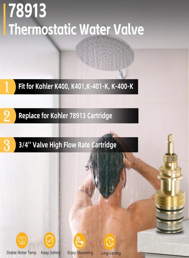 Sunluway صمام مياه حراري 78913 لـ Kohler K400/K401، خرطوشة صمام عالية التدفق مقاس 3/4 بوصة، صمام مياه حراري عالي التدفق - Image 2