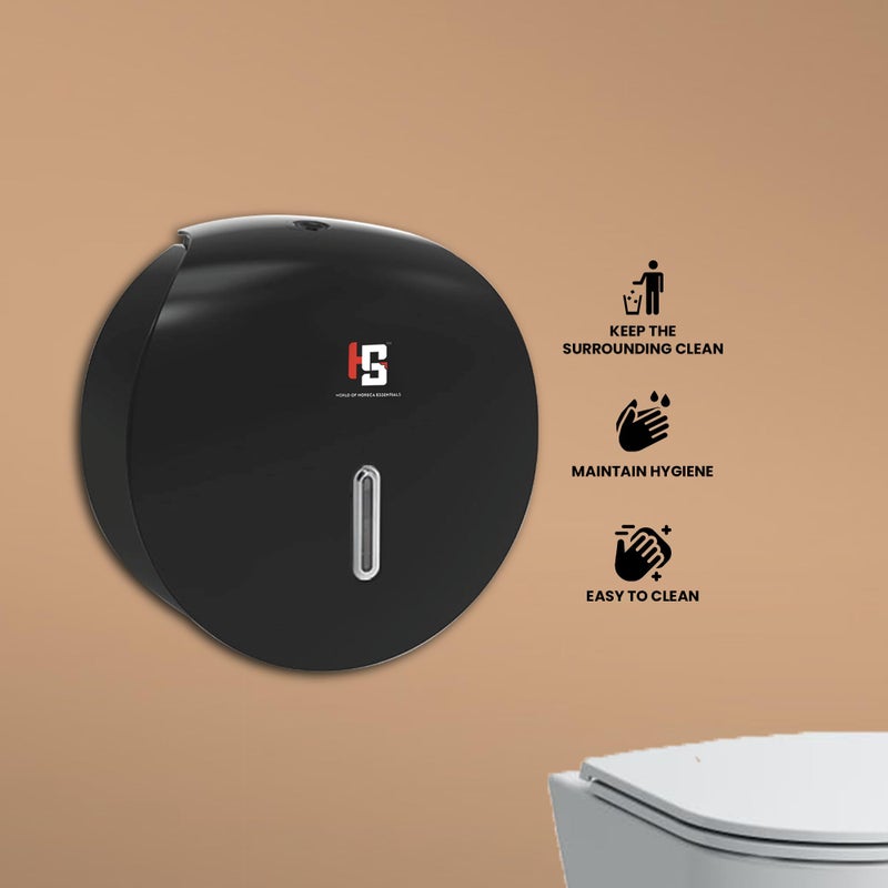 HS WORLD OF HORECA ESSENTIALS HS Toilet Paper Dispenser - Durable ABS, Easy Refills, Lockable Cover, Ideal for M & Z Paper Types - Commercial Use - Image 4