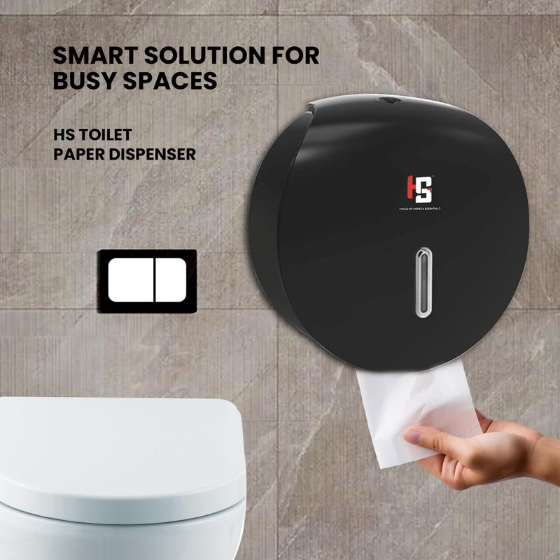HS WORLD OF HORECA ESSENTIALS HS Toilet Paper Dispenser - Durable ABS, Easy Refills, Lockable Cover, Ideal for M & Z Paper Types - Commercial Use - Image 5