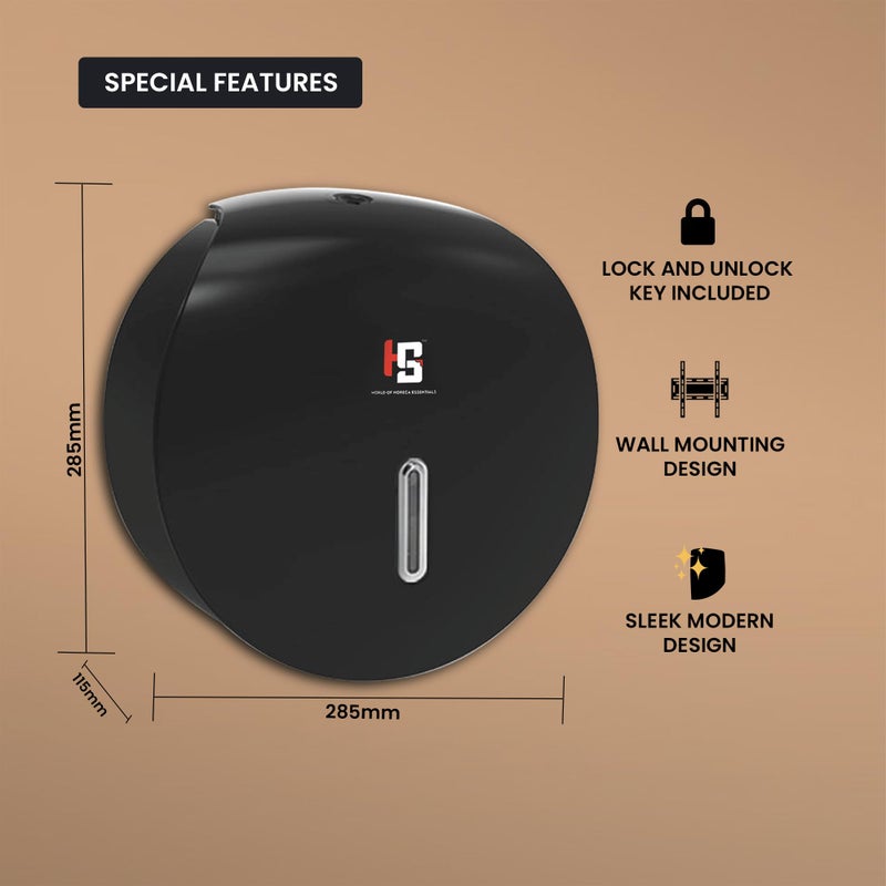 HS WORLD OF HORECA ESSENTIALS HS Toilet Paper Dispenser - Durable ABS, Easy Refills, Lockable Cover, Ideal for M & Z Paper Types - Commercial Use - Image 2