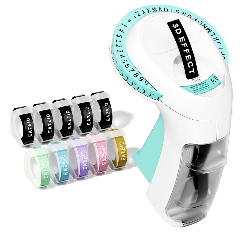 EazeID Embossing Label Maker Machine with Tapes, Retro Label Maker Embossed, Vintage Embosser Labeler with 10 Rolls 3D Color Embossing Label Tapes for Kid DIY Scrapbooking Supplies, Teachers Gifts - Image 1
