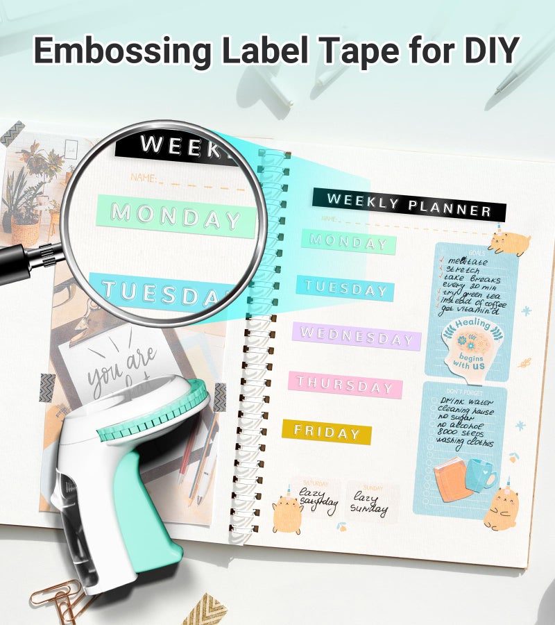 EazeID Embossing Label Maker Machine with Tapes, Retro Label Maker Embossed, Vintage Embosser Labeler with 10 Rolls 3D Color Embossing Label Tapes for Kid DIY Scrapbooking Supplies, Teachers Gifts - Image 4
