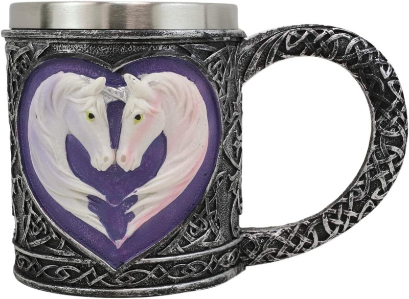 Ebros Gift Ebros Everlasting Love Unicorn Valentines Couple In Heart Shape Beverage Drinkware Serveware Mystical Legendary Animal Unicorns Unicornio Celtic Tribal Tattoo Knotwork Drinking Mug Cup - Image 2