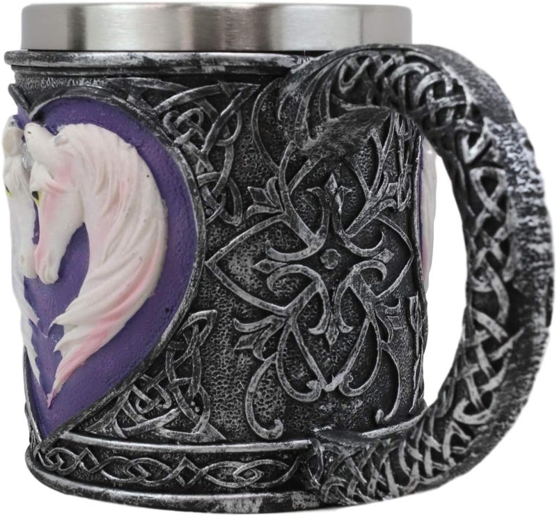 Ebros Gift Ebros Everlasting Love Unicorn Valentines Couple In Heart Shape Beverage Drinkware Serveware Mystical Legendary Animal Unicorns Unicornio Celtic Tribal Tattoo Knotwork Drinking Mug Cup - Image 4