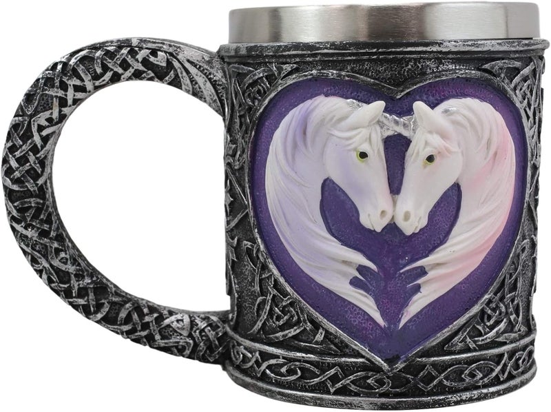 Ebros Gift Ebros Everlasting Love Unicorn Valentines Couple In Heart Shape Beverage Drinkware Serveware Mystical Legendary Animal Unicorns Unicornio Celtic Tribal Tattoo Knotwork Drinking Mug Cup - Image 5