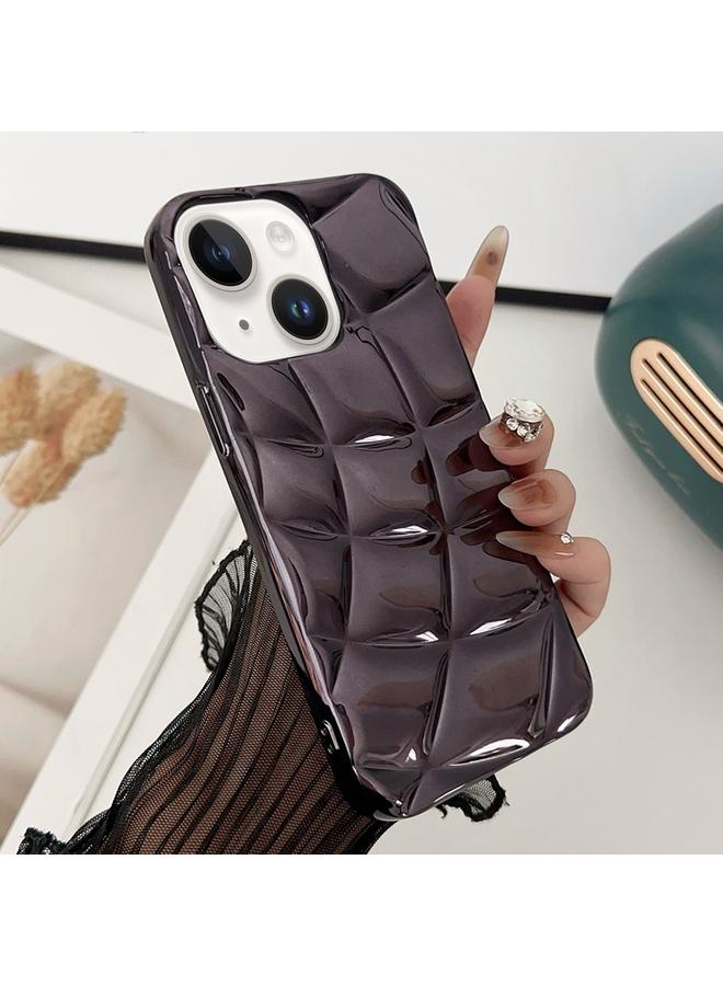 S-TOP Case For iPhone 14 Curved Plaid Plated Metallic Paint TPU Phone Case - Image 1