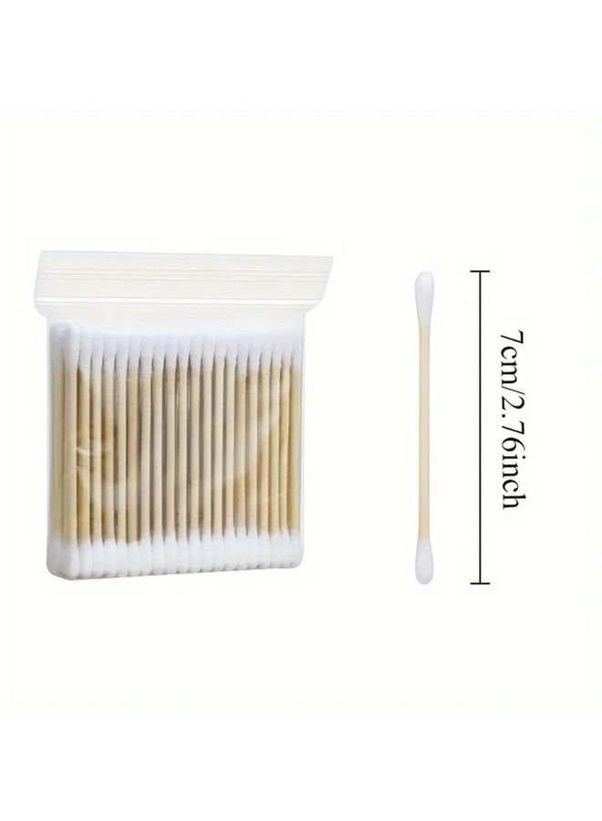 100pcs Double Ended Bamboo Ear Swabs Gentle Sterile Makeup Removal Natural Cleaning Tool - Image 2