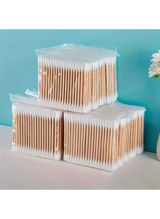 100pcs Double Ended Bamboo Ear Swabs Gentle Sterile Makeup Removal Natural Cleaning Tool - Image 1