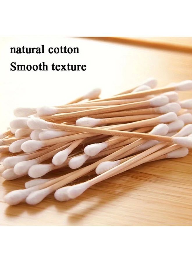 100pcs Double Ended Bamboo Ear Swabs Gentle Sterile Makeup Removal Natural Cleaning Tool - Image 3
