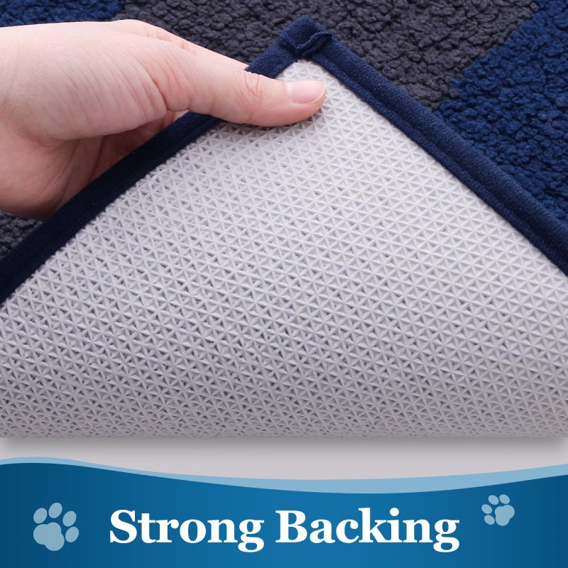 Buganda Dog Door Mat for Muddy Paws  Absorbent Dirt Trapper Washable Indoor Door Mat  Non Slip Low-Profile Mud Mat for Dogs  Front Entrance Door Mat for Inside Floor (36x24 Inches  Navy) - Image 4