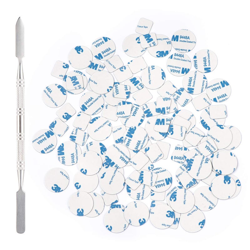 Allwon 100Pcs Metal Stickers for Magnetic Palette Empty Eyeshadow Makeup Palette  Depotting Spatula 50Pcs Round  50Pcs Square