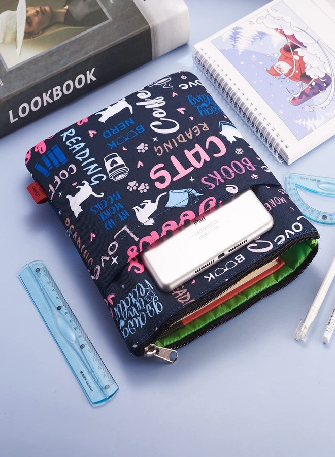 LParkin Cat Books Coffee Book Sleeves Protector, Cats Book Sleeve with Zipper, 11x8.5 Inch Washable Fabric Book Lovers (Cat Books Coffee) - Image 5