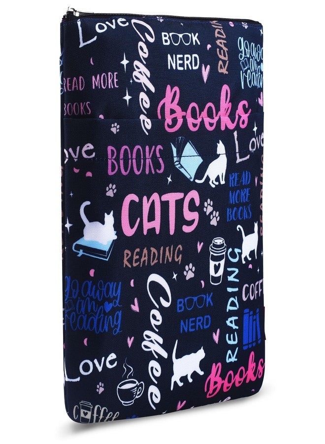 LParkin Cat Books Coffee Book Sleeves Protector, Cats Book Sleeve with Zipper, 11x8.5 Inch Washable Fabric Book Lovers (Cat Books Coffee) - Image 1