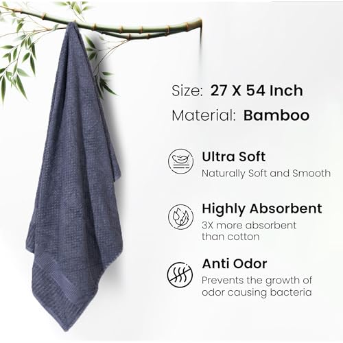Mush Hearth & Haven Bamboo Towels for Bath Large Size | 450 GSM Bamboo Bath Towel for Men & Women | Soft, Highly Absorbent & Quick Dry | Pack of 2, 70 X 140 cms (Moon Grey & Moss Green) - Image 4