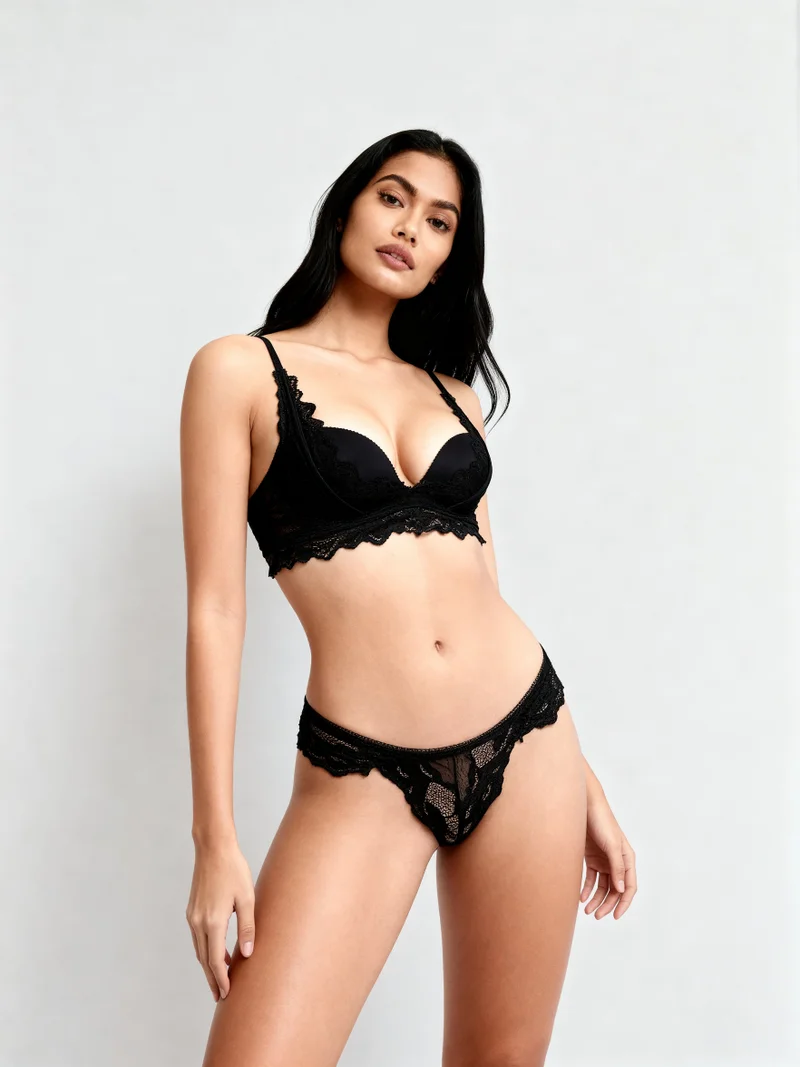 ليس اند مي  Sexy Lace Lingerie Set for Women – Designer Bra & Matching Panty | Romantic Intimates Wear