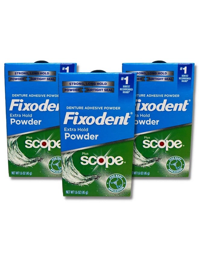 Fixodent Fixodent Extra Hold Powder Plus Scope Denture Adhesive Strong 1.6oz Pack of 3 (3 Items), 818-0556 - Image 3