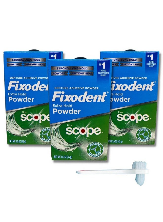 Fixodent Fixodent Extra Hold Powder Plus Scope Denture Adhesive Strong 1.6oz Pack of 3 (3 Items), 818-0556 - Image 1