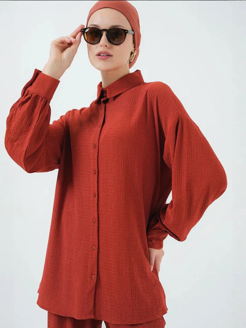 BIG DART BDART Textured Knit Co-Ord Set with Shirt Collar