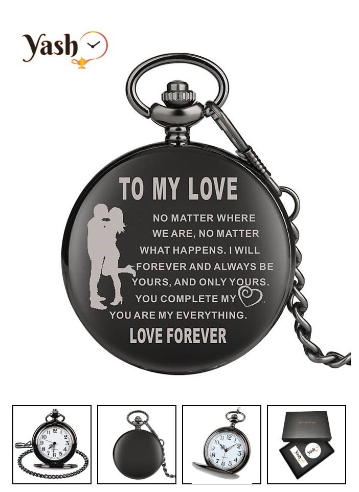 YASH Yash Retro Style I Love You Quartz Pocket Watch For Husband Wife Mom Dad Son Daughter Teacher With Chain And Yash Packaging  - Image 1