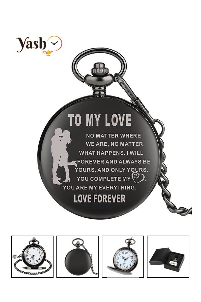YASH Yash Retro Pocket Watch for Husband I Love You Quartz Timepiece with Chain and Elegant Packaging – A Perfect Gift  - Image 1