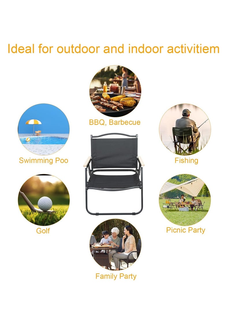 Manful - Portable Folding Camping Chair Black, Lightweight Folding Chair for Outdoor Enthusiasts, Folding Chair for Every Adventure, Folding Camping Chair for Travel and Leisure - Image 1