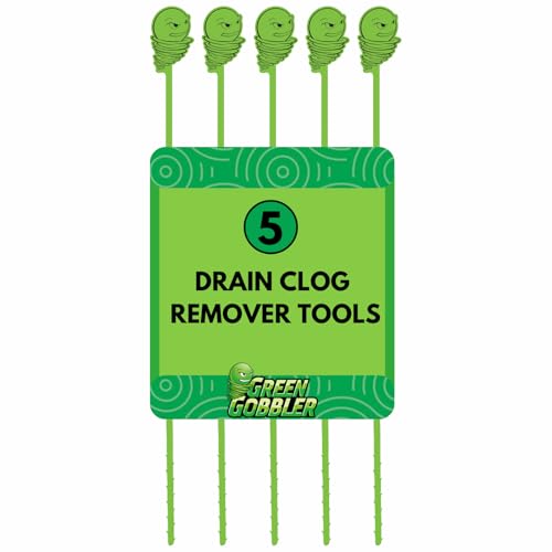 Green Gobbler Hair Grabber Drain Snake - 5 Pack (Great for Sink & Shower Clogs) - Image 1