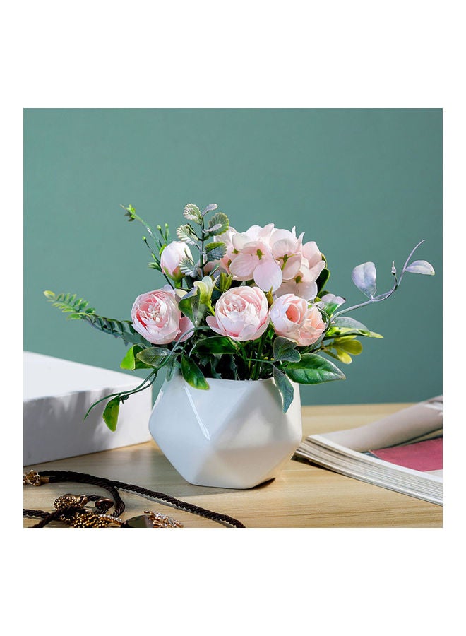 Loquat Beautiful Home Decorative Potted Artificial Flower Plant Pink/Green/White  - Image 2