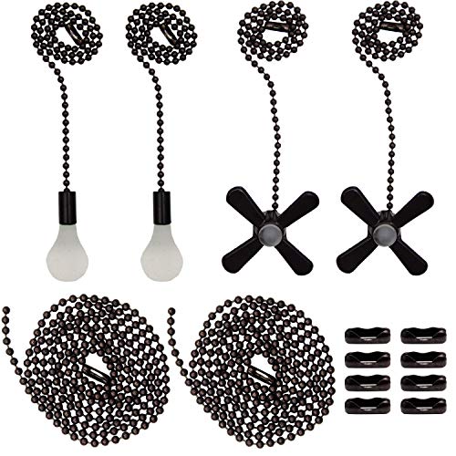 Iceyyyy Ceiling Fan Pull Chains Set Including 4Pcs Beaded Ball Fan Pull Chain Pendant, Extra 8Pcs Beaded and Pull Loop Connectors, 2Pcs 35.4 inches Fan Pull Chain Extension … - Image 1