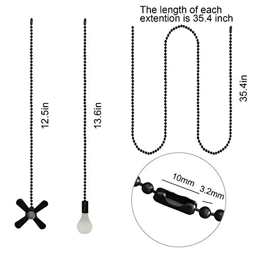 Iceyyyy Ceiling Fan Pull Chains Set Including 4Pcs Beaded Ball Fan Pull Chain Pendant, Extra 8Pcs Beaded and Pull Loop Connectors, 2Pcs 35.4 inches Fan Pull Chain Extension … - Image 3