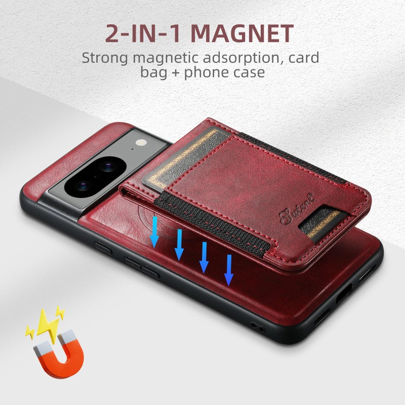 Suteni For Google Pixel 10 H17 Oil Eax Leather Detachable Wallet Phone Case(Red) - Image 2