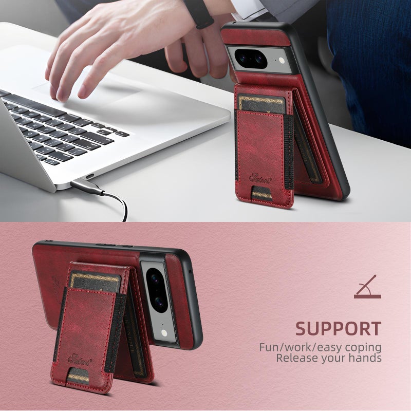 Suteni For Google Pixel 10 H17 Oil Eax Leather Detachable Wallet Phone Case(Red) - Image 3