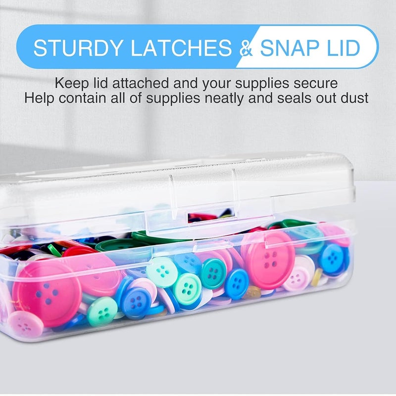 KASTWAVE Plastic Pencil Box with Lid Snap Closure, Large Capacity School Supplies Storage Organizer Box for Kids, Clear Multi-Purpose Pencil Box for Office Supplies - Image 5