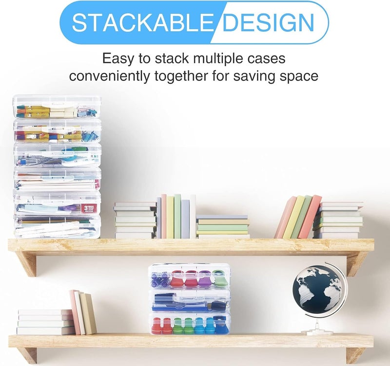 KASTWAVE Plastic Pencil Box with Lid Snap Closure, Large Capacity School Supplies Storage Organizer Box for Kids, Clear Multi-Purpose Pencil Box for Office Supplies - Image 4