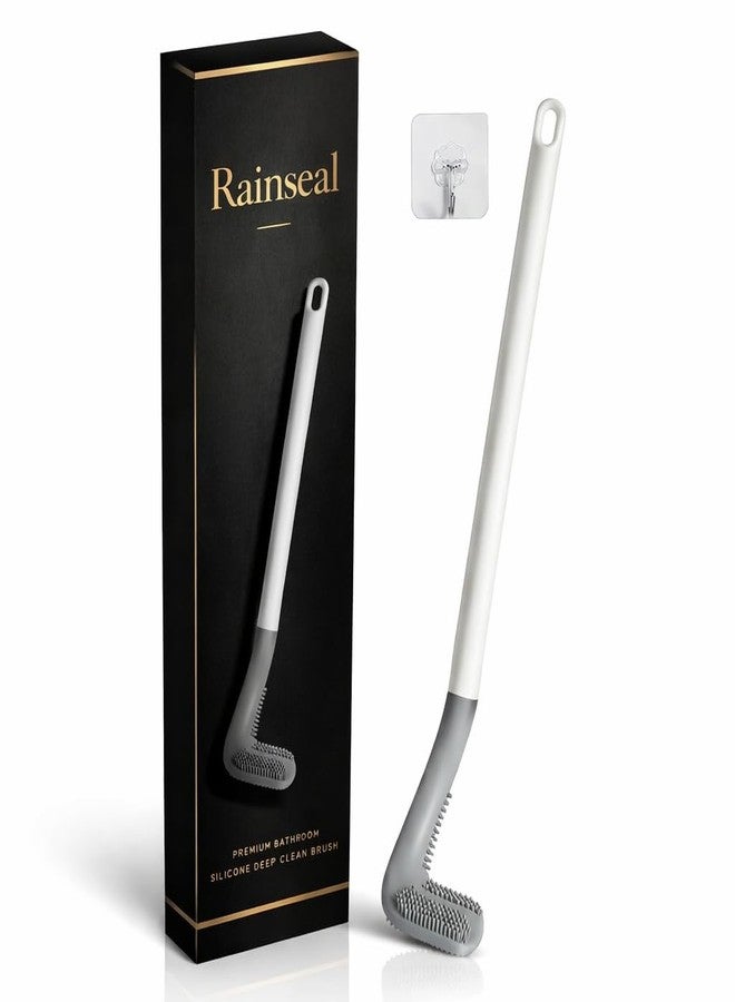 Rainseal فرشاة تنظيف المرحاض المصنوعة من السيليكون من رينسيل مع حامل، فرشاة تنظيف المرحاض برأس جولف بشعيرات ناعمة ومرنة، فرشاة تنظيف الحمام مع حامل، تنظيف عميق أسفل الحافة، صحية وغير قابلة للخدش - Image 1