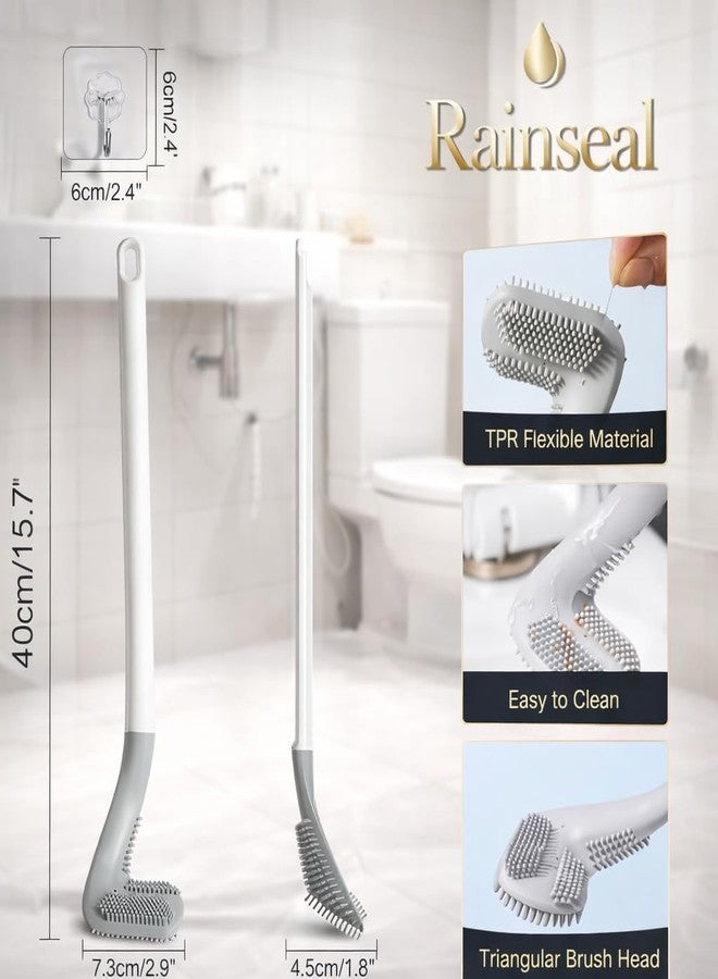 Rainseal فرشاة تنظيف المرحاض المصنوعة من السيليكون من رينسيل مع حامل، فرشاة تنظيف المرحاض برأس جولف بشعيرات ناعمة ومرنة، فرشاة تنظيف الحمام مع حامل، تنظيف عميق أسفل الحافة، صحية وغير قابلة للخدش - Image 3