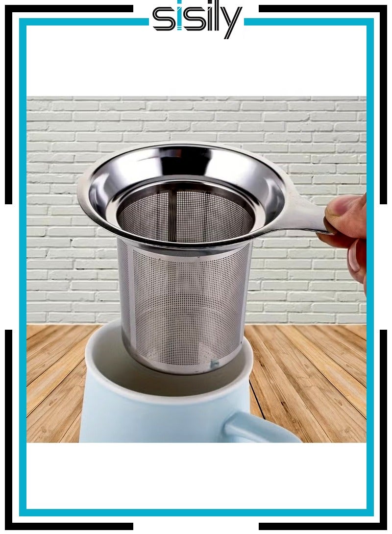 سيسلي قطعة واحدة من فلتر الشاي الفاخر من الفولاذ المقاوم للصدأ مع شبكة واحدة لتخمير دقيق وصب مانع للتسرب - Image 1