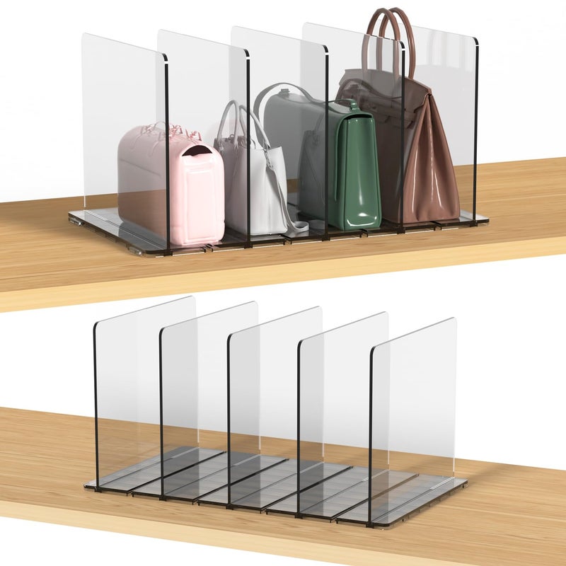 frtzal Purse Organizer for ClosetAdjustable Shelf Divider for Closet Organization Adjustable Plastic Handbag Organizers for Closets Purse Storage Organizer 2PCS 5 layers Tra