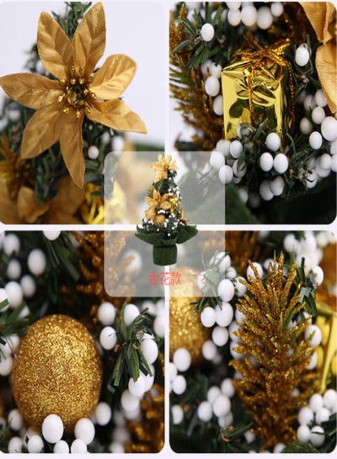 ACLIX Mini Christmas Pine Tree With Ornaments Green/White/Golden 20 centimeter - Image 3