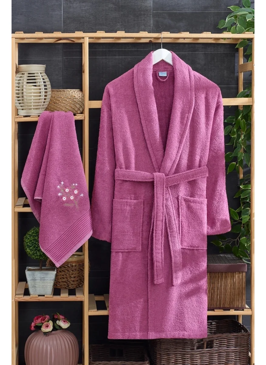 Mira Home Women's Towel Bathrobe Set Cotton Plum