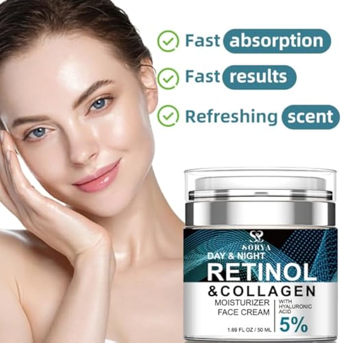 SORYA Skin Care Retinol Facial Moisturizer Hydrating with Hyaluronic Acid, Skincare Face Cream to Reduce Wrinkles Powerful Day and Night Anti-Aging Cream - Image 3