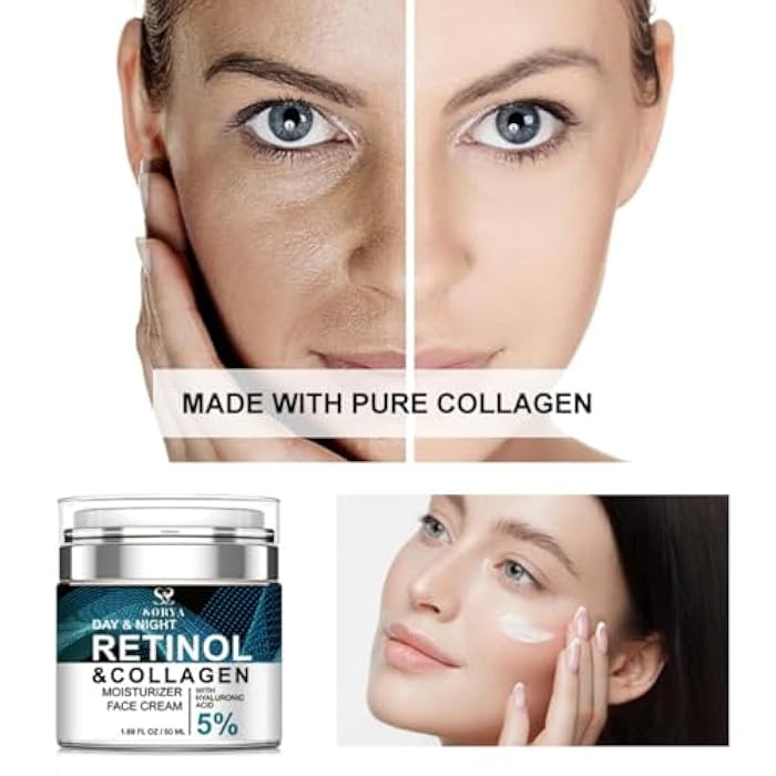 SORYA Skin Care Retinol Facial Moisturizer Hydrating with Hyaluronic Acid, Skincare Face Cream to Reduce Wrinkles Powerful Day and Night Anti-Aging Cream - Image 4
